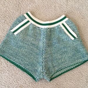 Free People Green and White Athletic Shorts